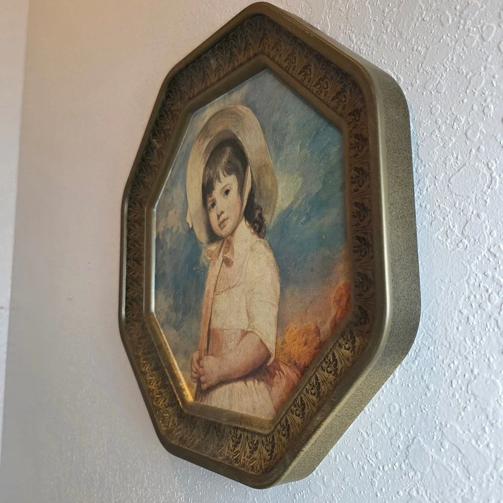 Vintage 70s Tin Lithograph George Romney's‎ Portrait of Miss Juliana Willoughby